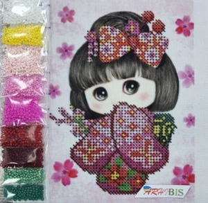 Girl Kit Bead Embroidery DIY Beaded Needlepoint Stitching a6-d-071 - Picture 1 of 12