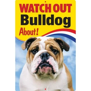 Cuidado Bulldog Sobre Señal Perro Señal de Seguridad Perro Bulldogs Británicos Perros Señales Mascotas - Imagen 1 de 1