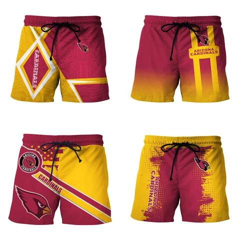 Arizona Cardinals Mens Athletic Board Shorts Drawstring Shorts Loose Swim Trunks Cover