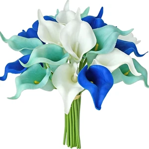 Mandy'S 20Pcs Shades of Blue Artificial Calla Lily Silk Fake Flowers 13.5" for M - Picture 1 of 12