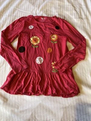 Crazy 8 Girls Pink Long Sleeve With Ruffle Shirt Size Large (10/12) - Image 1 of 3
