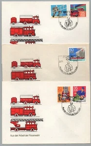 POMPIERS / 1977 ALLEMAGNE SERIE COMPLETE SUR 3 ENVELOPPES PREMIER JOUR - Foto 1 di 1