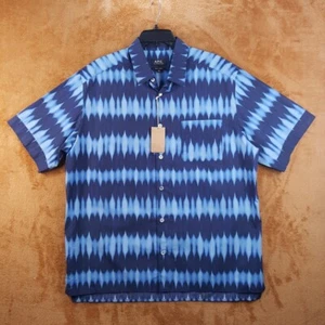 A.P.C. Shirt Mens Small Blue Striped Button Up Pocket Short Sleeve ROSS $245 - Picture 1 of 8