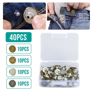 40 Sets Metal Jeans Button Tack Buttons Replacement Kit Repair For Sewing Pants - Picture 1 of 8