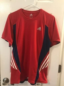 Adidas Mens Running CLIMACOOL Shirt Red M NWT Note: Small spot on back-see pic - Picture 1 of 7
