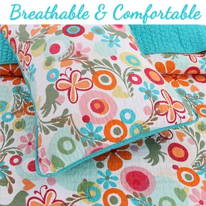 Floral Whimsy 100% Cotton Quilt Set, Bedspread, Coverlet - Picture 1 of 6