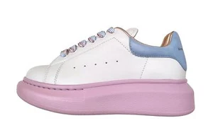 Alexander McQueen girl's leather shoes 587691 WIAHD9554 white pink light blue - Imagen 1 de 6