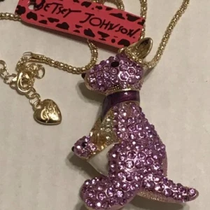 Betsey Johnson Pink Gold Rhinestone Crystal Kangaroo Joey Necklace Australia 3D - Picture 1 of 6