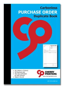 Cherry NCR Purchase Order PO Duplicate Book A5 (210mm x 148mm) 50 sets - Picture 1 of 4