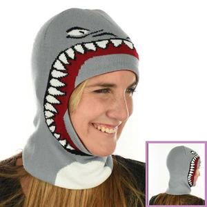 Balaclava Beanie Hat Hood Knitted Hunting Skiing Fishing Shark Monster Face Mask - Picture 1 of 7