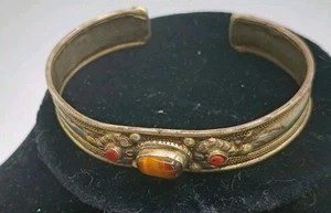 B1043 Ethno Tigerauge Stein Armband Zigeuner Stamm Armreif Manschette Nepal Schmuck - Bild 1 von 8