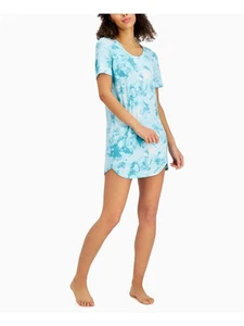 JENNI Intimates Turquoise Ribbed Short Sleeve Sleep Shirt Pajama Top Juniors S - Picture 1 of 3