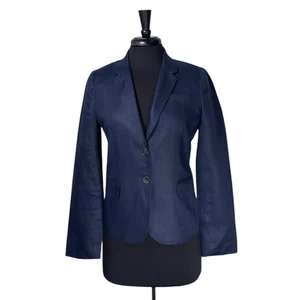 J. Crew Women's Blazer Navy Blue Linen Career Work Preppy Academia Suit Jacket 6 - Picture 1 of 11