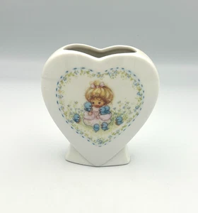Jarrón Barbara J. Sargent 1992 "You're Special" niña con Bluebirds corazón de cerámica - Imagen 1 de 10