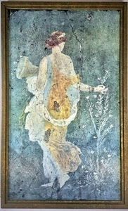 Vtg Oil Carboard Painting Lg Abstract Roman Artwork Materfamilias 40x25x2 Frame - Picture 1 of 8
