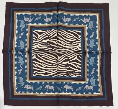 "Pañuelo Jim Thompson bufanda arte elefante animal estampado seda cuadrado 18""" Foto 1 de 4