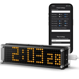 WiFi LED Matrix Digitaluhr mit Sekundenanzeige, Smart Desk Clock, WiFi Syn... - Bild 1 von 9