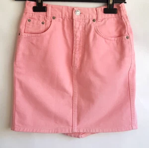 United Colors of Benetton Barbie Pink Denim Skirt Cotton Elastic Waist 12 Years - Picture 1 of 12
