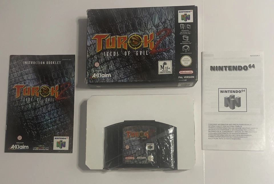 Turok 2 Seeds Of Evil (1998) Nintendo 64 Game Cartridge N64, Box Game and Manual - Image 1 of 4