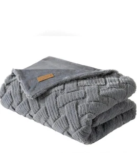 Koolaburra by UGG Crystelle Textured Faux Fur Throw 50"x70" Wild Dove Gray - Picture 1 of 5