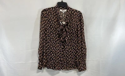 Blusa para mujer Diane Von Furstenberg negra cachemira cuello atado talla XS Foto 1 de 4