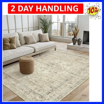 Alfombra Lavable 5x7 Alfombras para Salón Dormitorio, Antideslizante Boho Neutro Coche... Foto 1 de 4