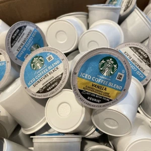 Starbucks Iced Coffee Blend Vanilla & Signature Black K- Cups. 150 Pods Bulk - Picture 1 of 2