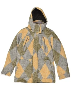 ROXY Womens Hooded Overcoat UK 16 Large Yellow Argyle/Diamond Polyester AC98 - Picture 1 of 3