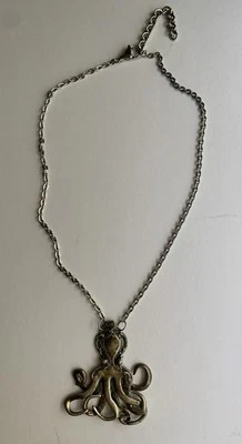 Oktopus Anhänger Halskette Metall Krake Handarbeit unmarkiert Tiefsee Tentakel - Bild 1 von 4