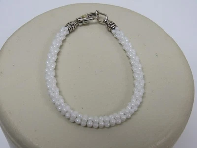 Designer LAGOS Sterling Silver 18K White Ceramic Caviar Rope Bracelet Foto 1 de 4