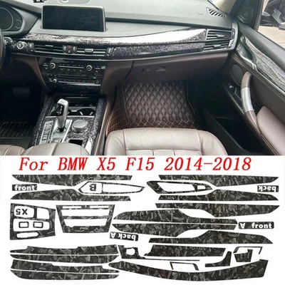 For BMW X5 F15 2014-2018 Forged Carbon Fiber Pattern Interior DIY Trim Decals Foto 1 de 4