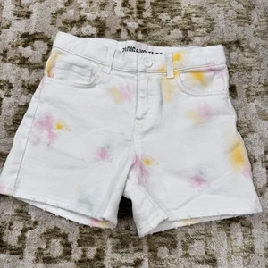 Zadig & Voltaire Girls Size 8 126 White Tie Dye Denim Shorts Kids - Picture 1 of 12