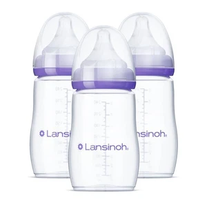 Lansinoh 3pk Baby Bottles for Breastfeeding Babies 8oz, Medium Flow - Picture 1 of 9