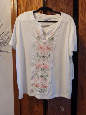 Женский топ Alfred Dunner Key Largo 2015 цвет слоновой кости с короткими рукавами размер XL - Изображение 1 из 4