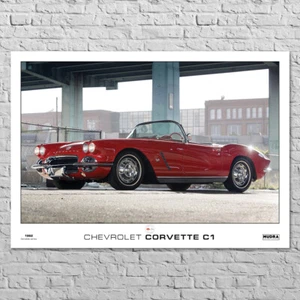 Póster Chevrolet Corvette C1 | 33x24" tamaño grande A1 | foto de coche viejo rojo, arte de pared - Imagen 1 de 5