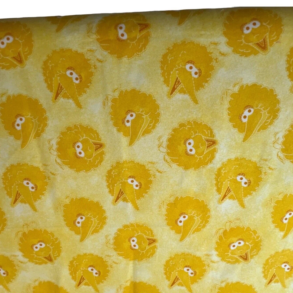 Vintage Sesame Street Fabric Flannel Big Bird Head Yellow 20 Inch One Half Yard - Image 1 of 3