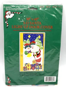 Vintage Santa Snowman Light Up Door Cover 30x60 Sealed NOS Regent Products - Picture 1 of 3