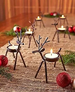 Set of 6 Reindeer Tea Light Holders - Picture 1 of 1