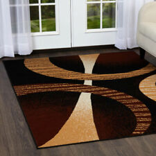 Designer Home 5'2 inch x 7'4 inch Circles Pattern Area Rug - Brown
