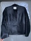 Reiss Short Fitted Lamb Leather Lined Collarless Jacket Size Uk 8/36 Stunning