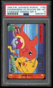 Pokemon Japanese Carddass 1999 185 Charmander Vs Pikachu Bandai PSA 8 68803910 - Picture 1 of 2