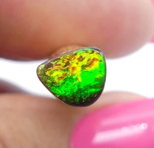 Australian Boulder Opal Solid Natural Opal Green Orange 6.5x5.5mm .65ct 11365 - Bild 1 von 5