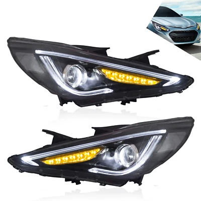 Faros VLAND de doble haz para Hyundai Sonata 2011-2014 con lámpara de señal secuencial Foto 1 de 4