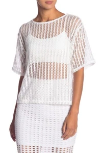 Kendall & Kylie Mesh Jersey Box Tee Size Medium White - Bild 1 von 2