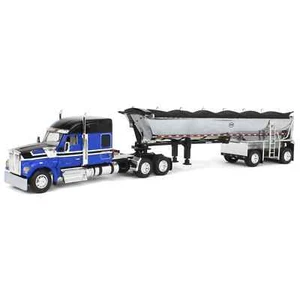 1/64 Blue & Black Kenworth W990 with Chrome MAC End Dump Trailer, DCP 60-2009 - Picture 1 of 5