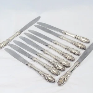 Handtuch antike Flöten Tafelmesser versilbert 10-1/4" Menge 10 - Bild 1 von 5