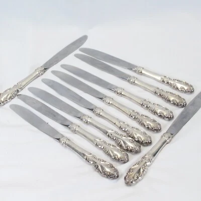 Towle Flautas Antiguas Cuchillos de Cena Plateado 10-1/4" Lote de 10 Foto 1 de 4