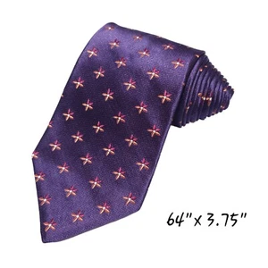 Villa Bugatti Seidenkrawatte XL lila Satin Stern Blume gewebt Fischgrät NEU  - Bild 1 von 7