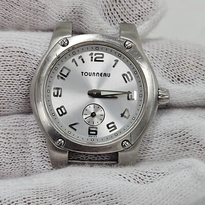 Tourneau Gap Exclusive Watch Women Silver Tone Round Leather Band New Battery - Image 1 of 4