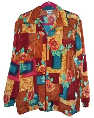 Chaqueta Bomber Vintage BonWorth Mujer Med Y2K Floral Cortavientos Cremallera Multicolor  Foto 1 de 4
